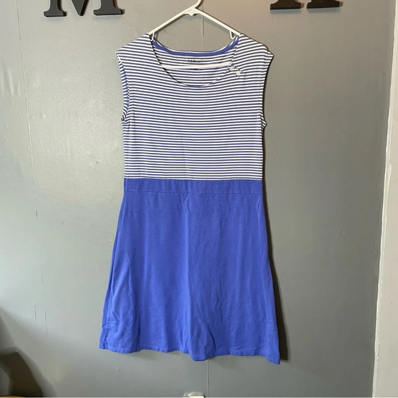 L.L. Bean blue stripe sleeveless tshirt dress size medium - Picture 1 of 9